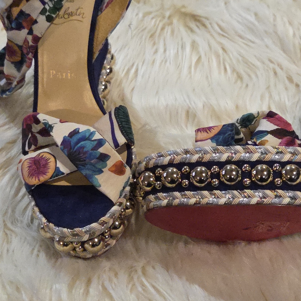 Christian Louboutin Multicolor Floral Platform Sandals